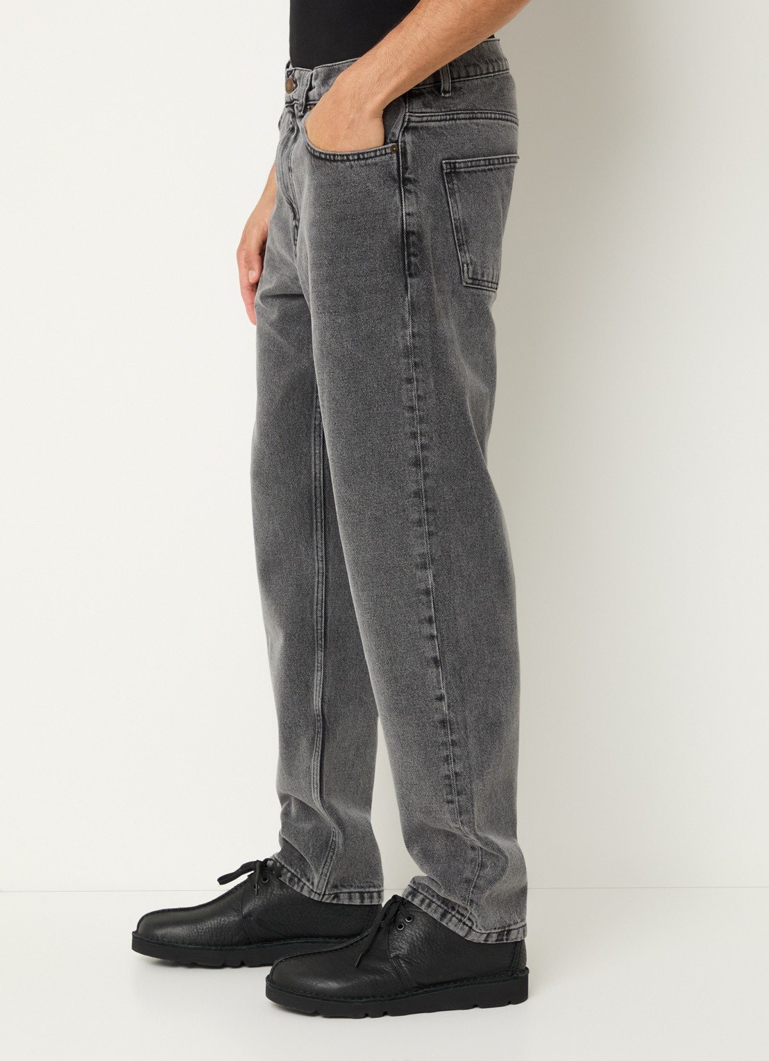 Les Deux Ryder straight fit jeans met gekleurde wassing - detail 3 middengrijs