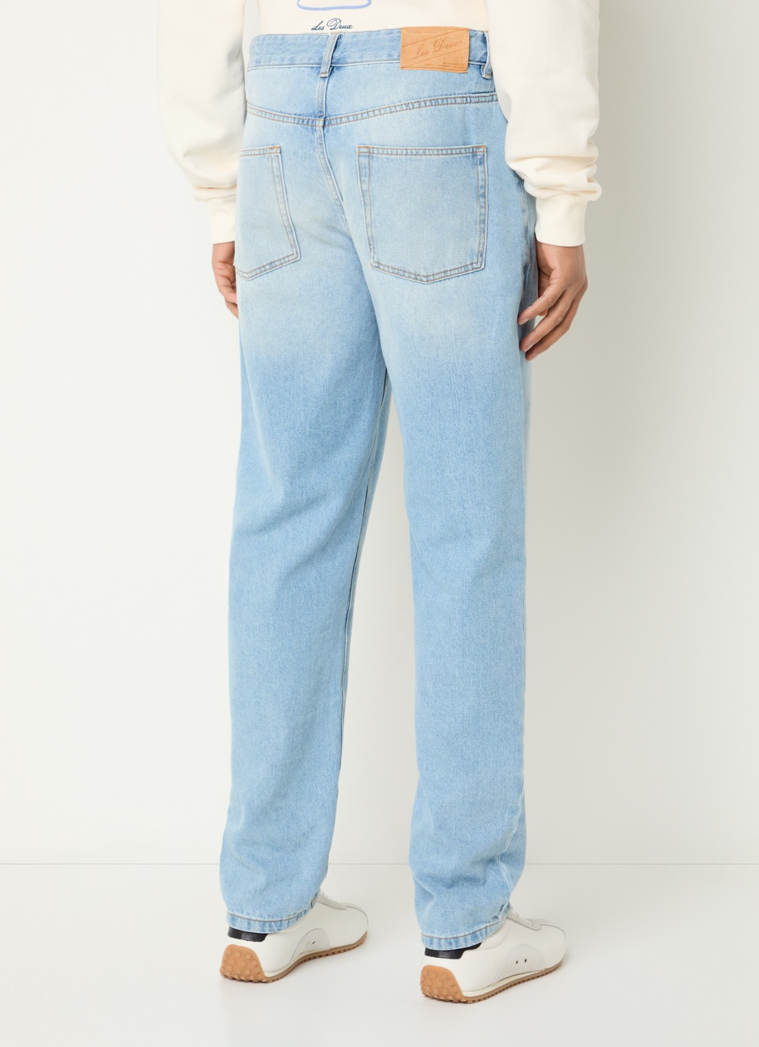 Les Deux Ryder straight fit jeans met lichte wassing - achterkant 5 indigo