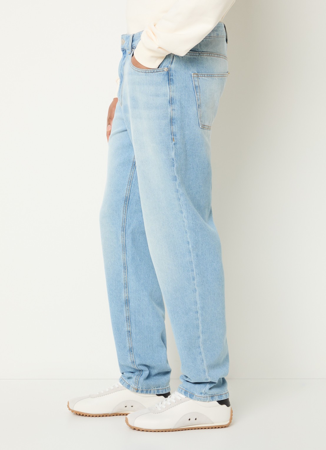 Les Deux Ryder straight fit jeans met lichte wassing - detail 2 indigo