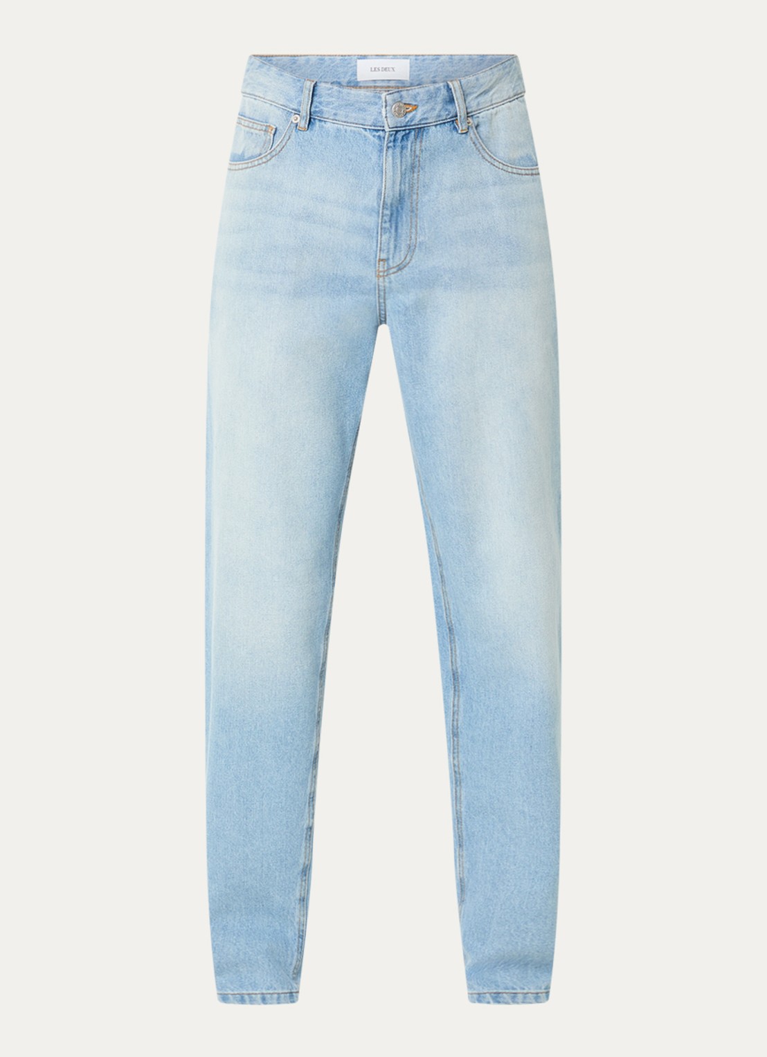 Les Deux Ryder straight fit jeans met lichte wassing - voorkant 3 indigo