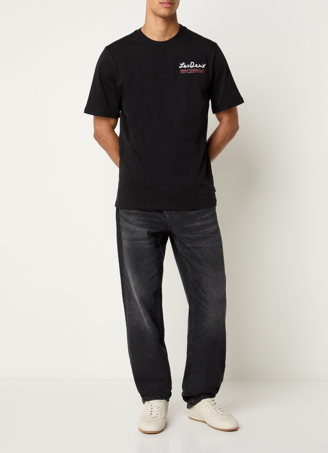 Les Deux Ryder straight leg jeans met gekleurde wassing - voorkant 2 zwart