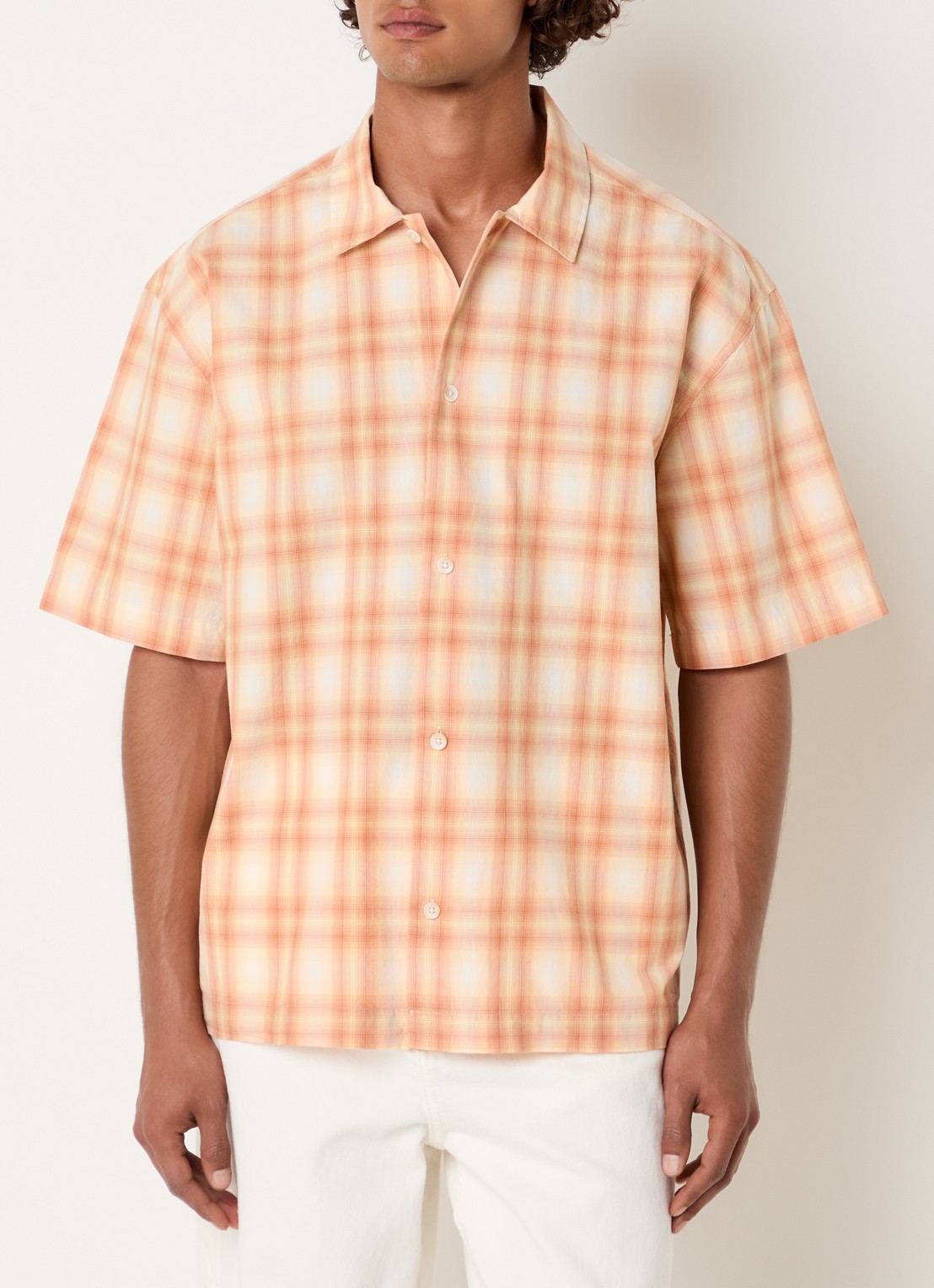 Les Deux Shadowcheck regular fit overhemd met ruitdessin - detail 4 oranje