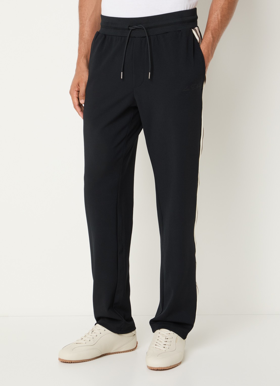 Les Deux Slim fit trainingsbroek met steekzakken - detail zwart