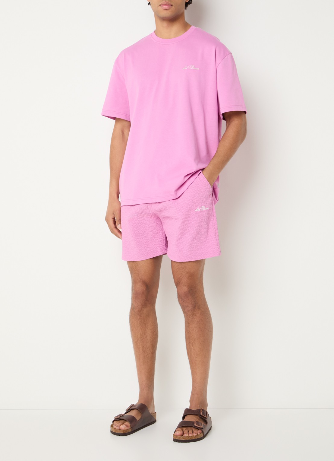 Les Deux Stan zwemshorts met logo en steekzakken - voorkant 4 roze