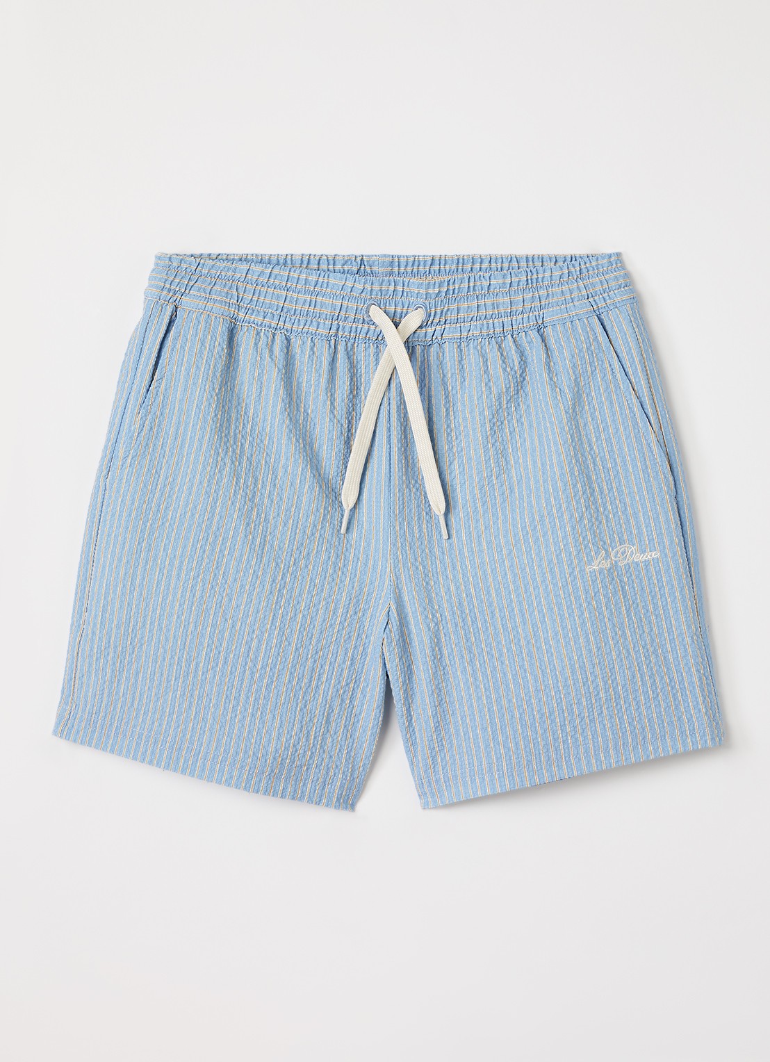 Les Deux Stan zwemshorts met streepprint - voorkant staalblauw