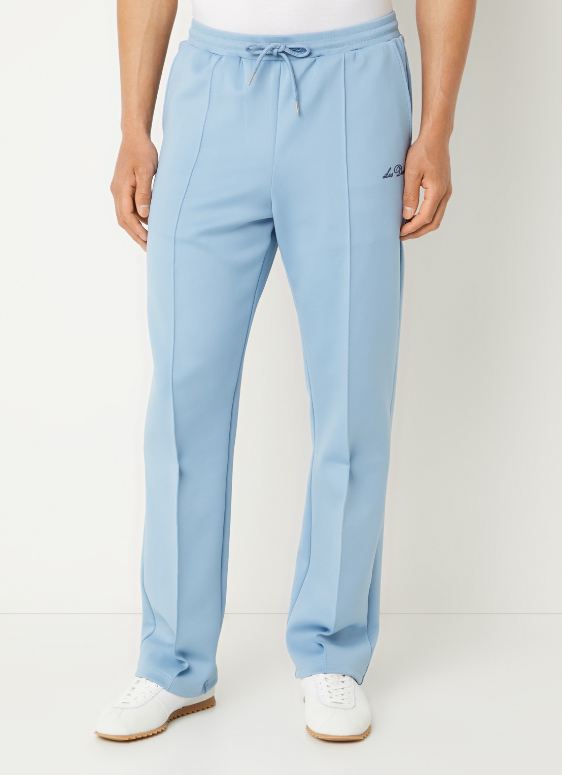 Les Deux Straight fit joggingbroek met logo en steekzakken - detail blauwgrijs