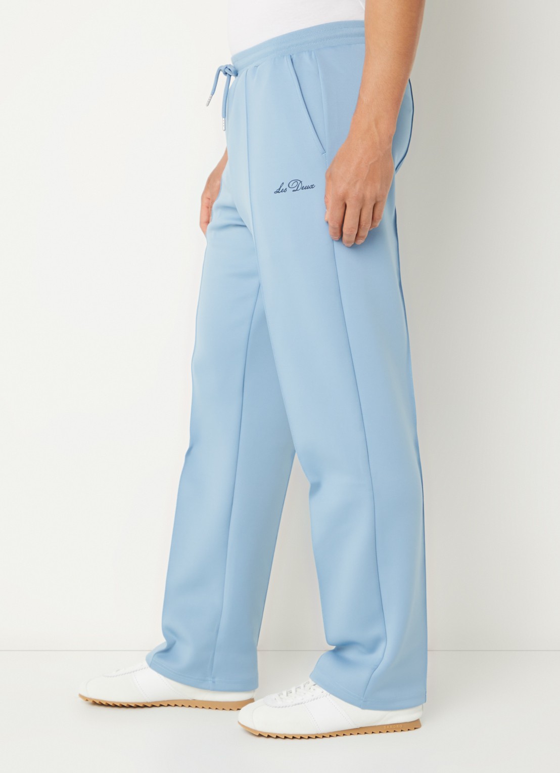 Les Deux Straight fit joggingbroek met logo en steekzakken - detail 2 blauwgrijs