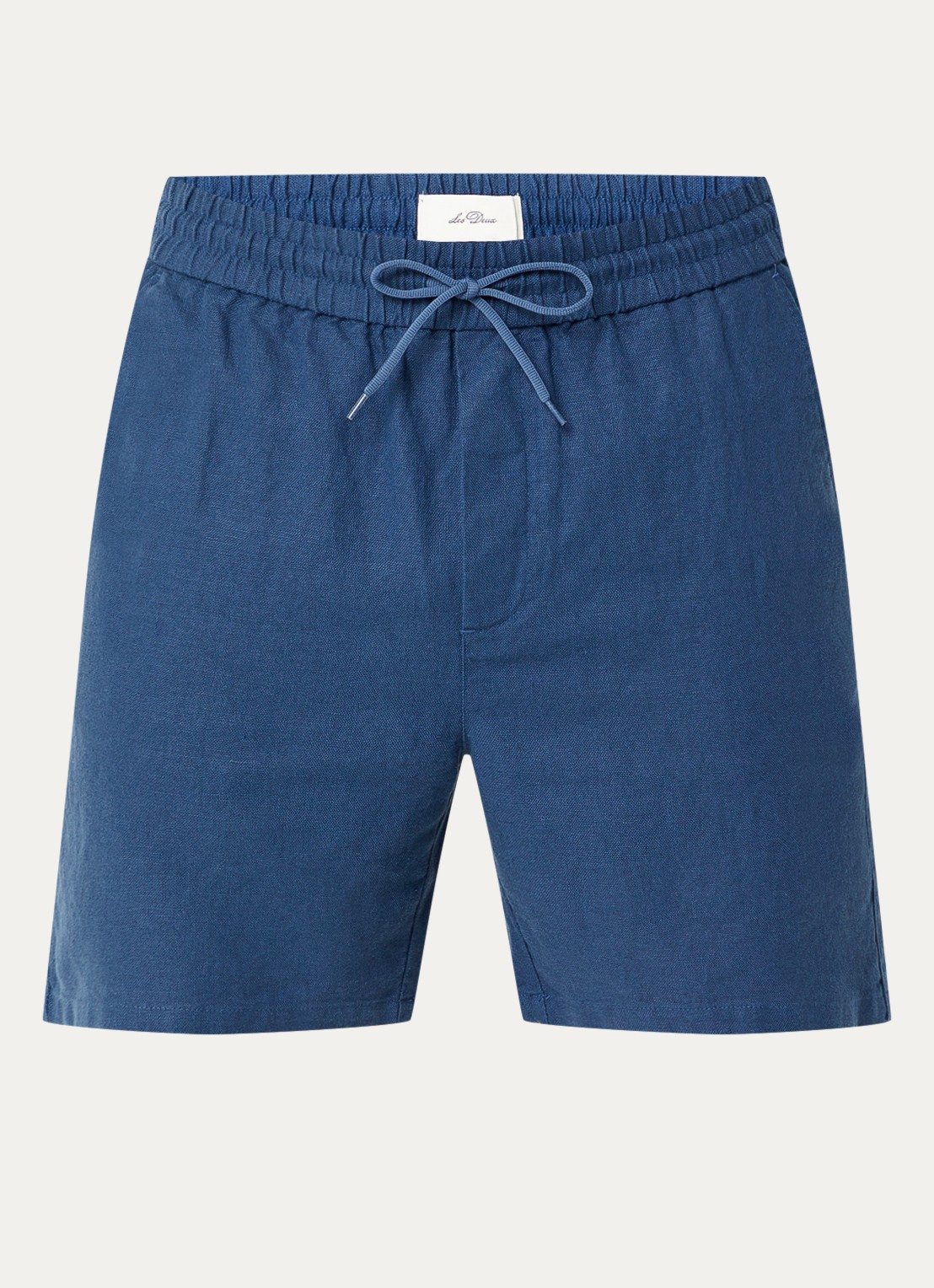 Les Deux Straight fit korte broek in linnenblend met steekzakken - voorkant blauw