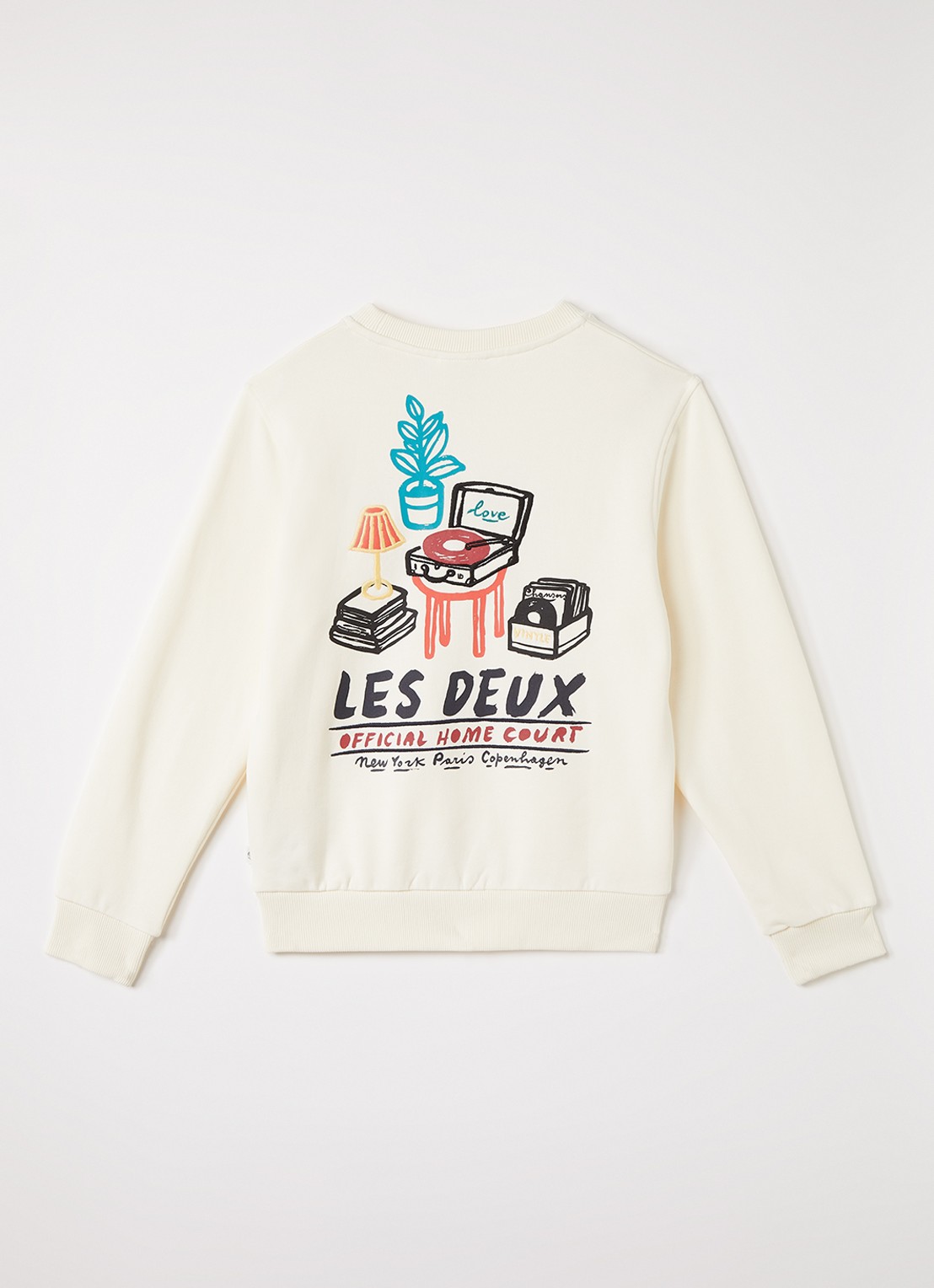 Les Deux Sweater met logo- en backprint - voorkant 2 gebroken wit