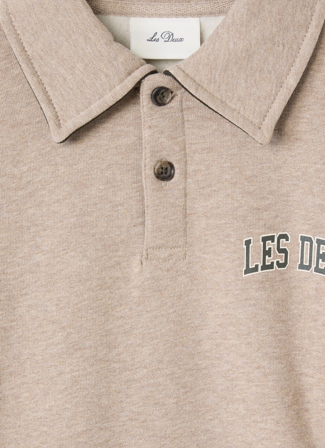 Les Deux Sweater met logo - detail donkerbeige