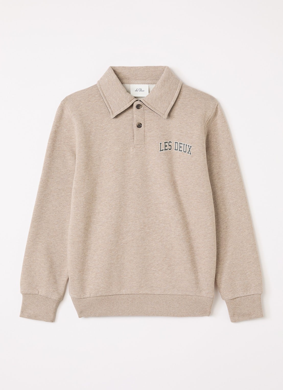 Les Deux Sweater met logo - voorkant 2 donkerbeige