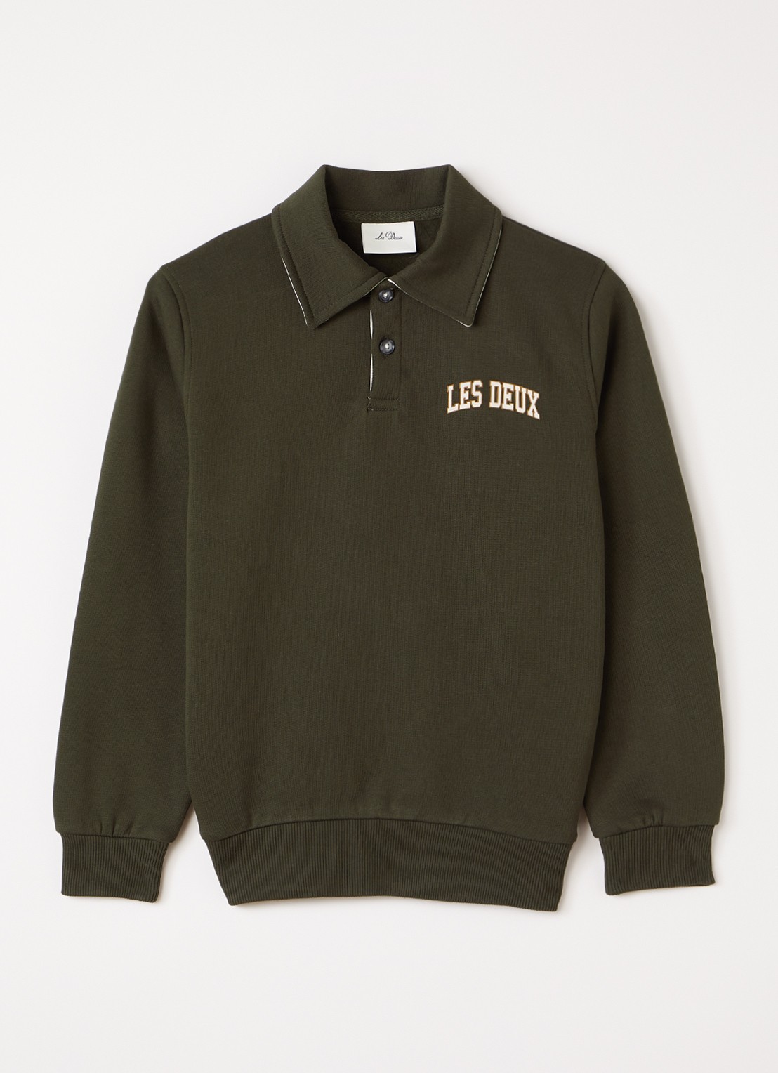 Les Deux Sweater met logo - voorkant legergroen