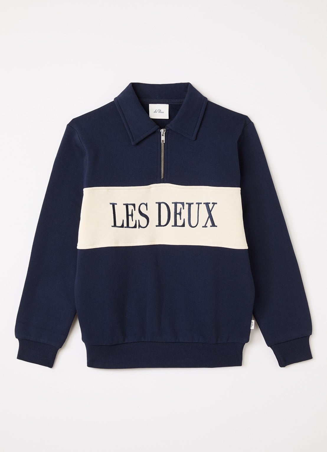 Les Deux Sweater met logoborduring - voorkant 2 donkerblauw