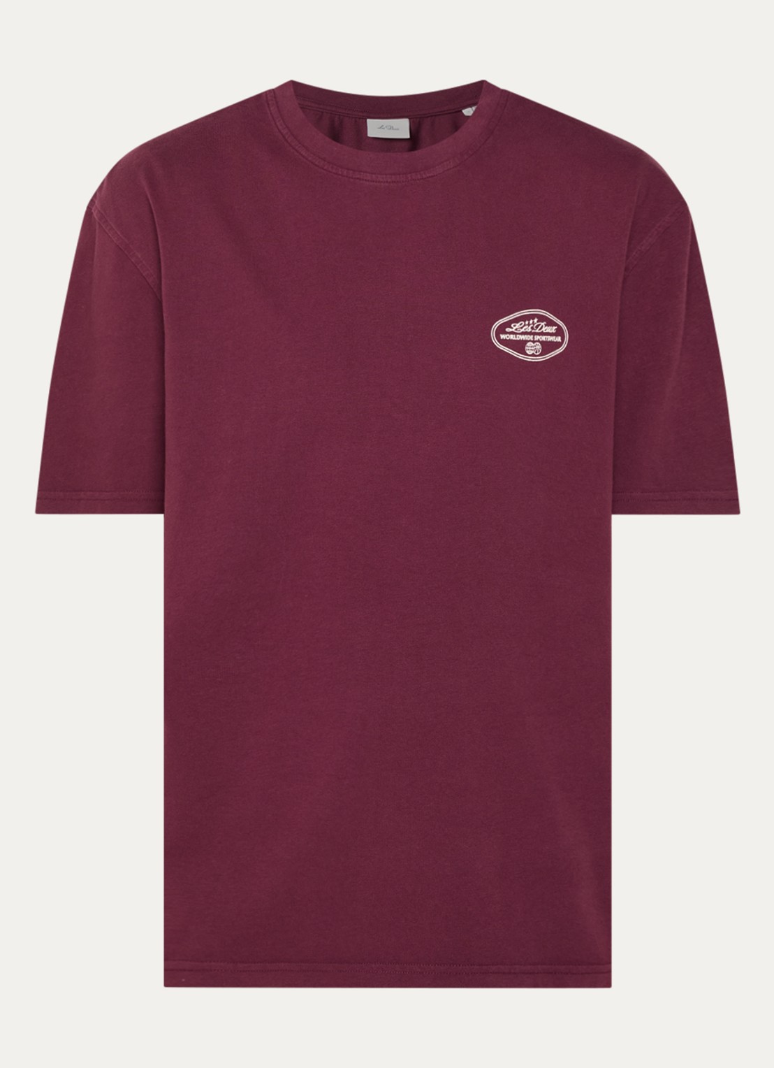 Les Deux T-shirt met front- en backprint - voorkant bordeauxrood