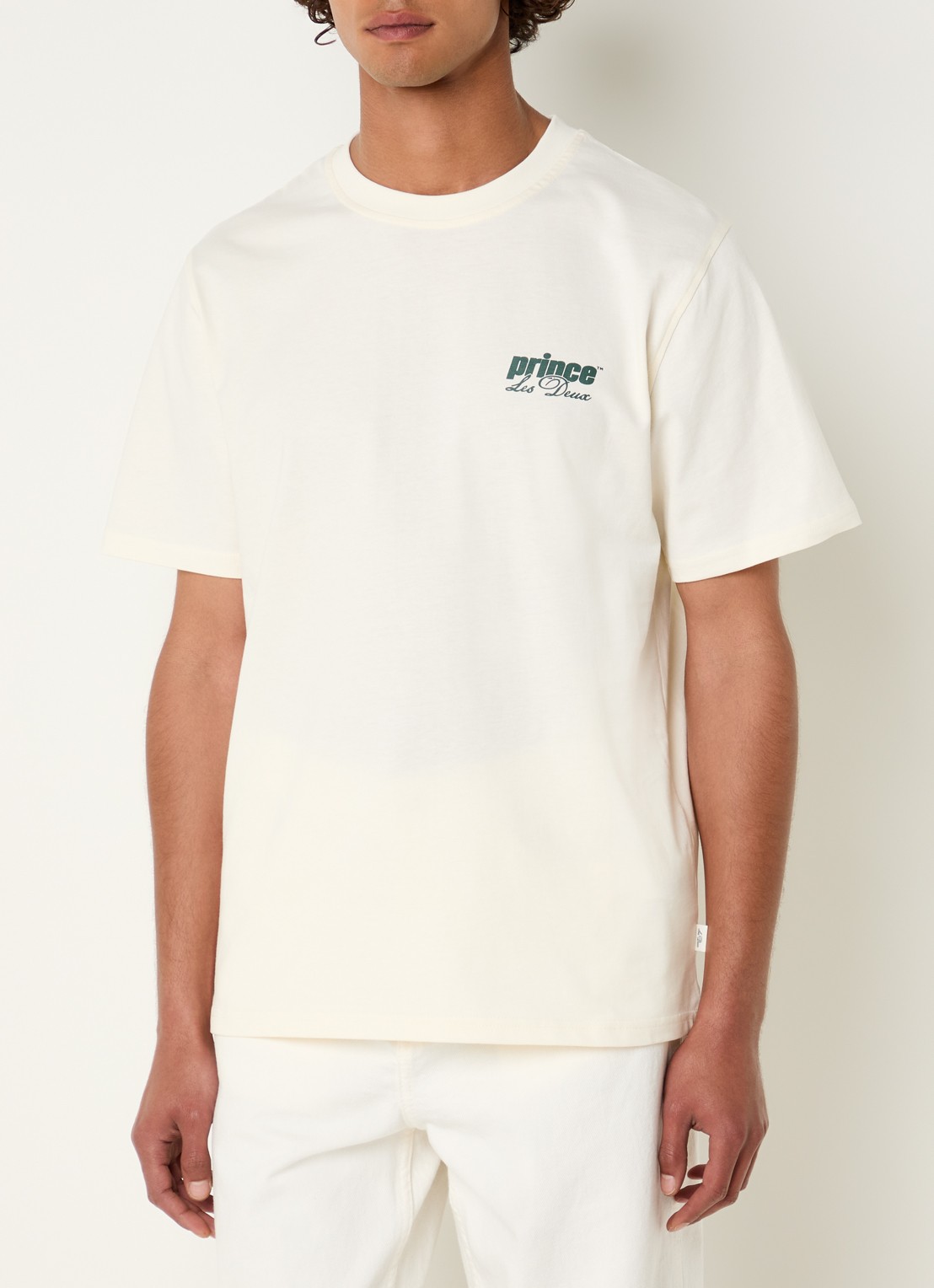 Les Deux T-shirt met logo- en backprint - achterkant 4 gebroken wit