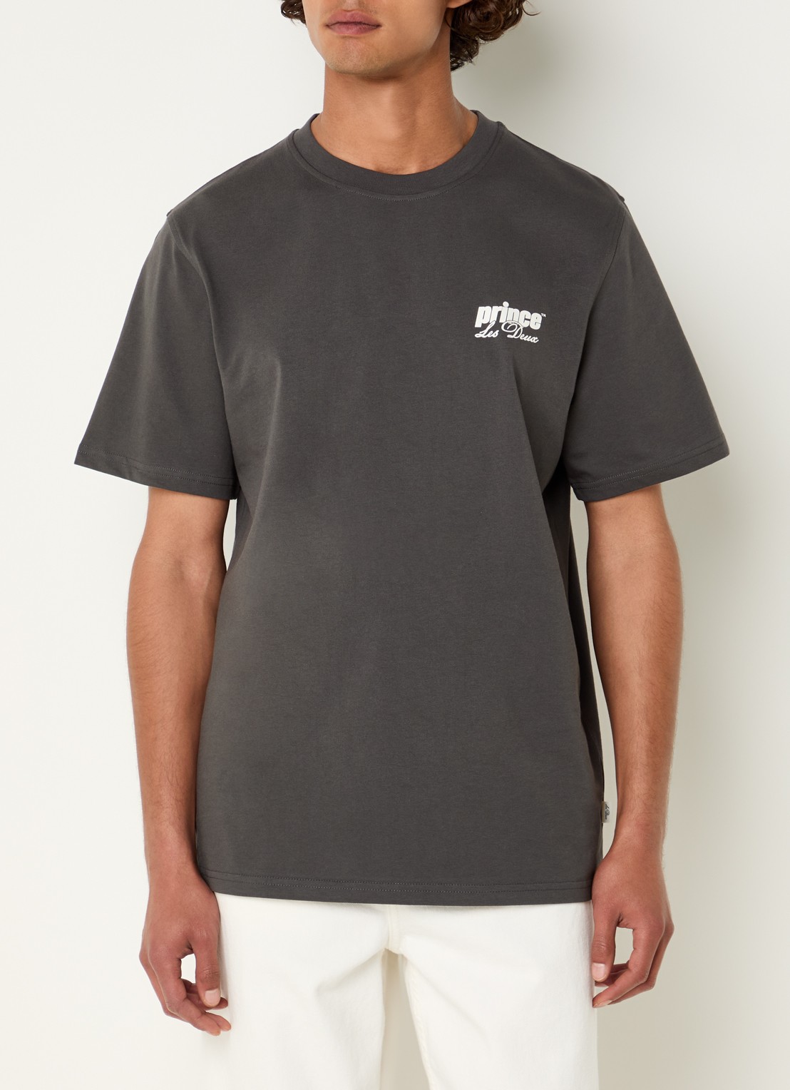 Les Deux T-shirt met logo- en backprint - achterkant 4 antraciet