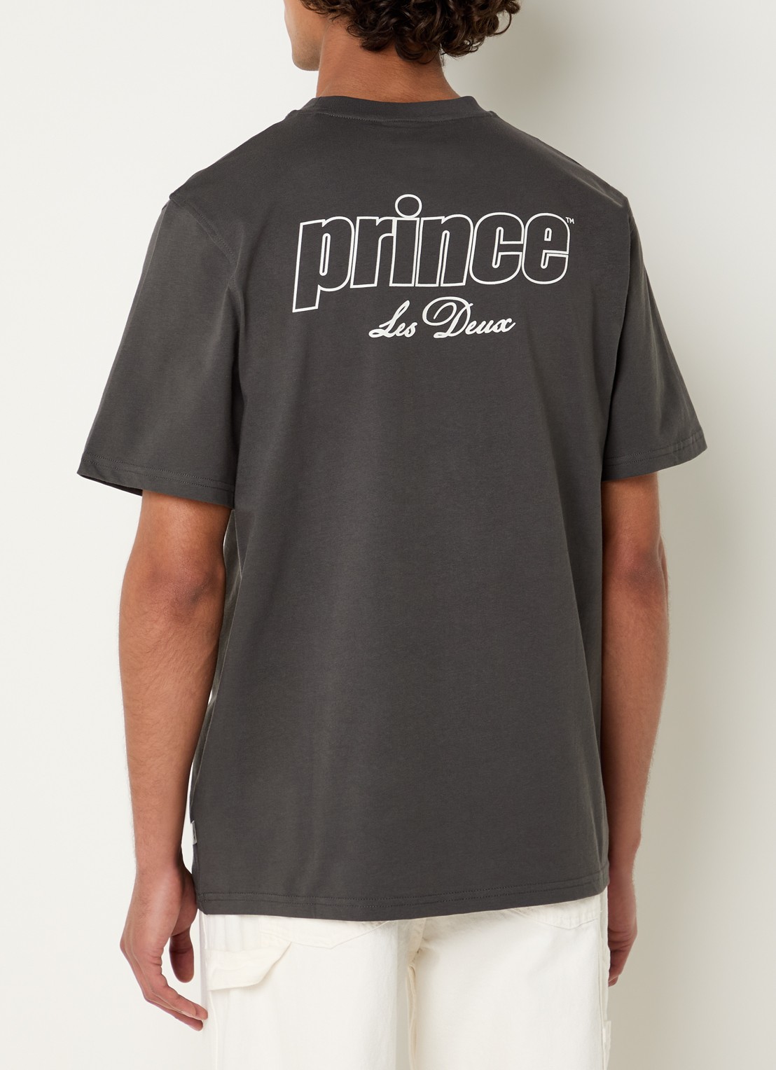 Les Deux T-shirt met logo- en backprint - detail 3 antraciet