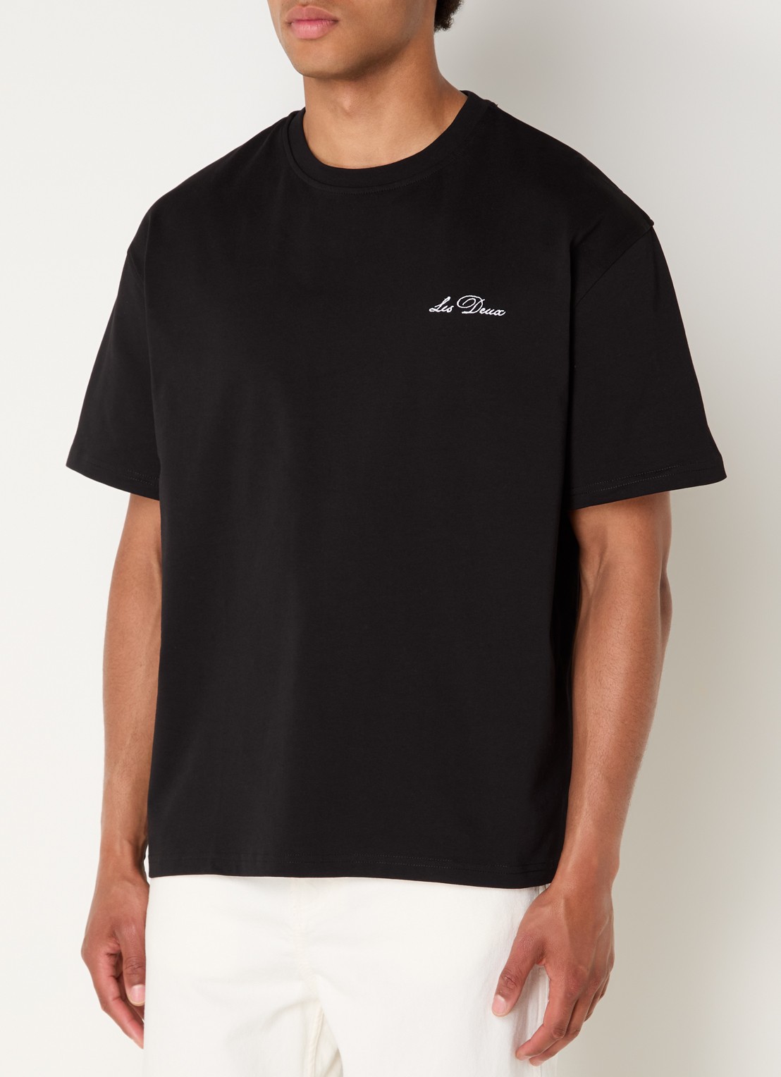 Les Deux T-shirt met logoborduring - detail 4 zwart
