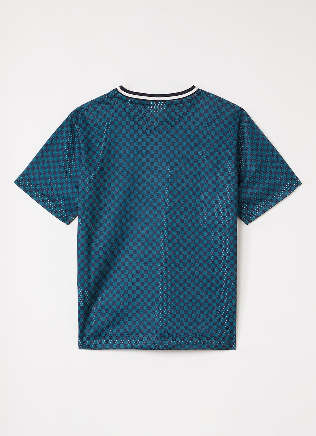 Les Deux T-shirt van mesh met ruitdessin en logoborduring - voorkant 2 groen