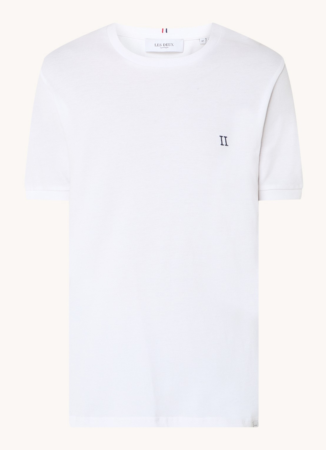 Les Deux T-shirt van piqué katoen met borduring - voorkant 2 wit