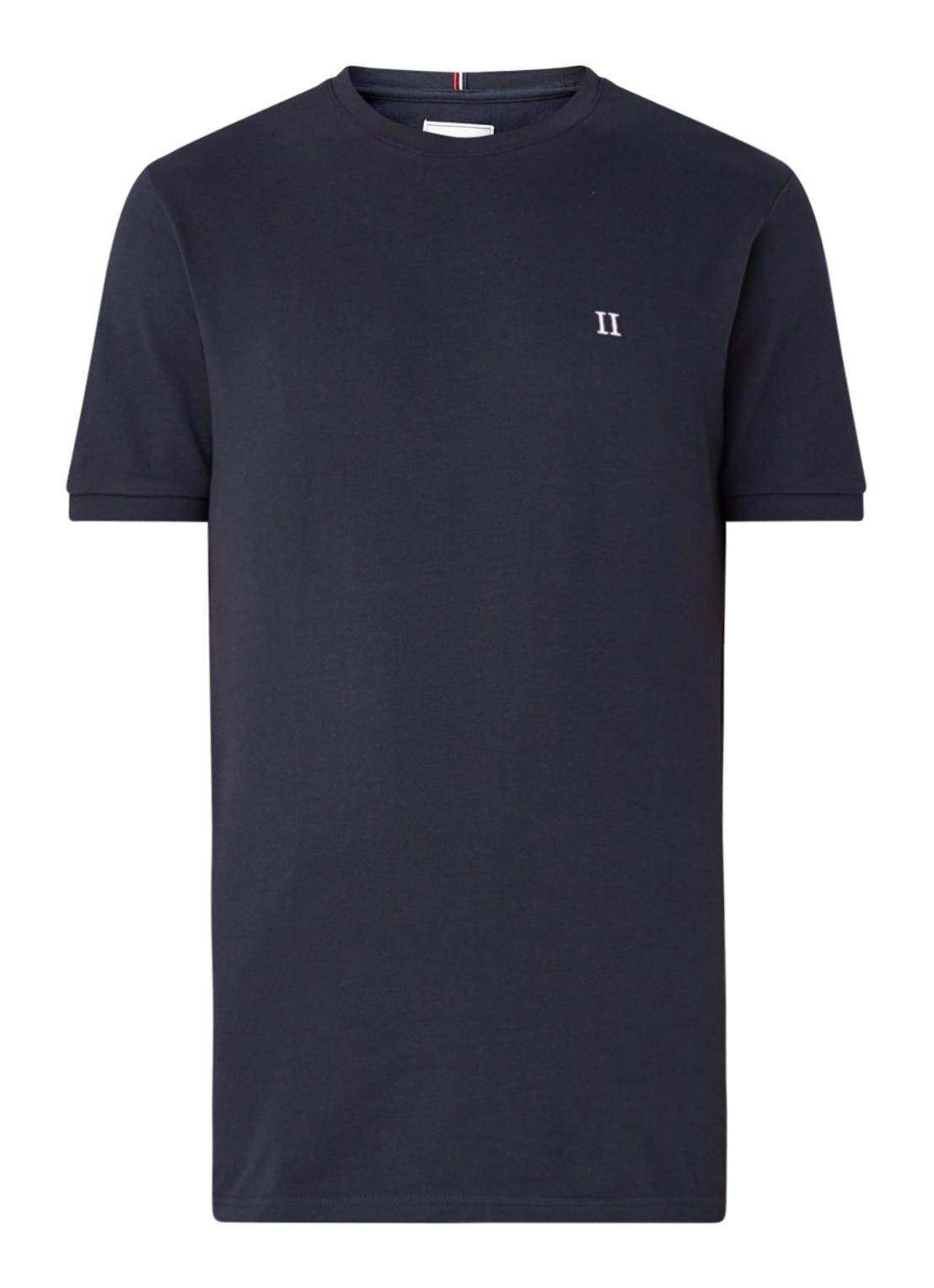 Les Deux T-shirt van piqué katoen met borduring - voorkant 3 donkerblauw