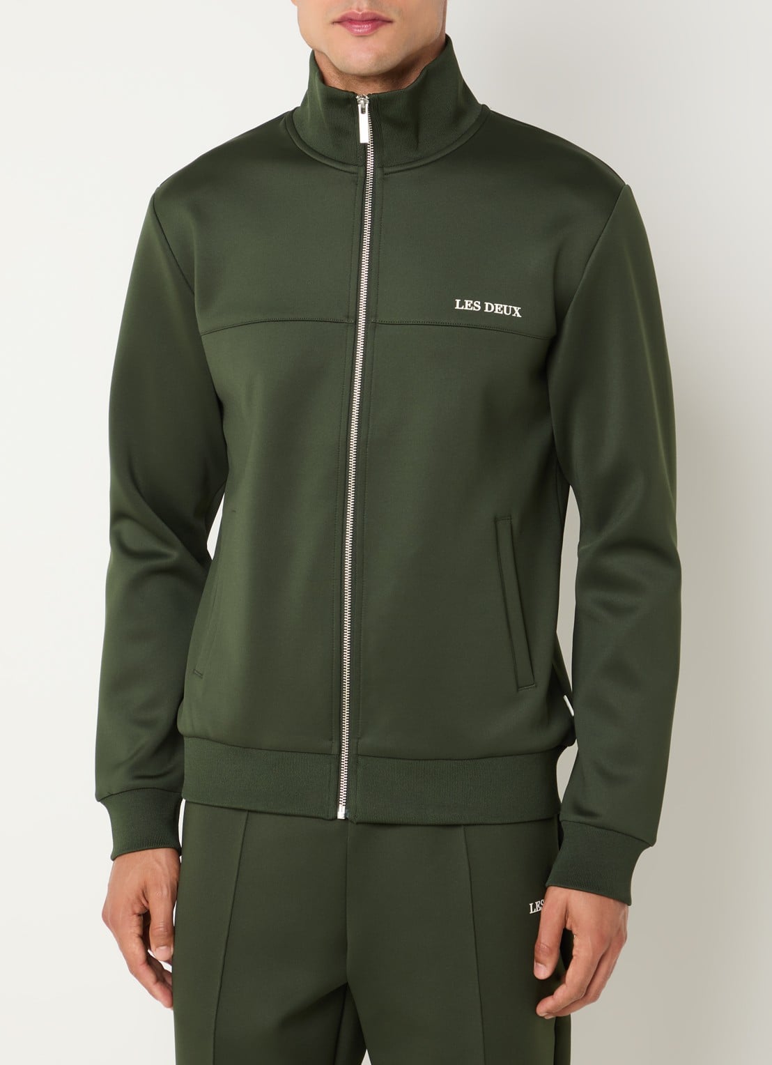 Les Deux Trainingsvest met steekzakken en logo - detail 4 legergroen