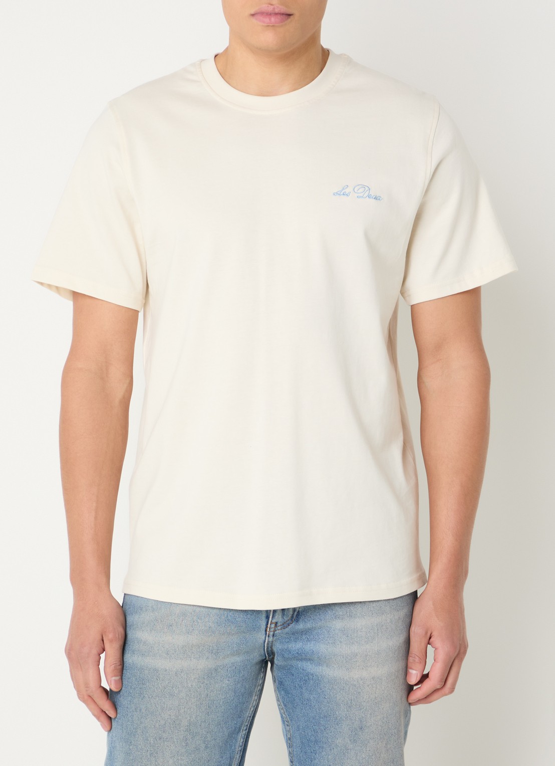 Les Deux Wild Flower T-shirt met logoborduring en backprint - achterkant gebroken wit