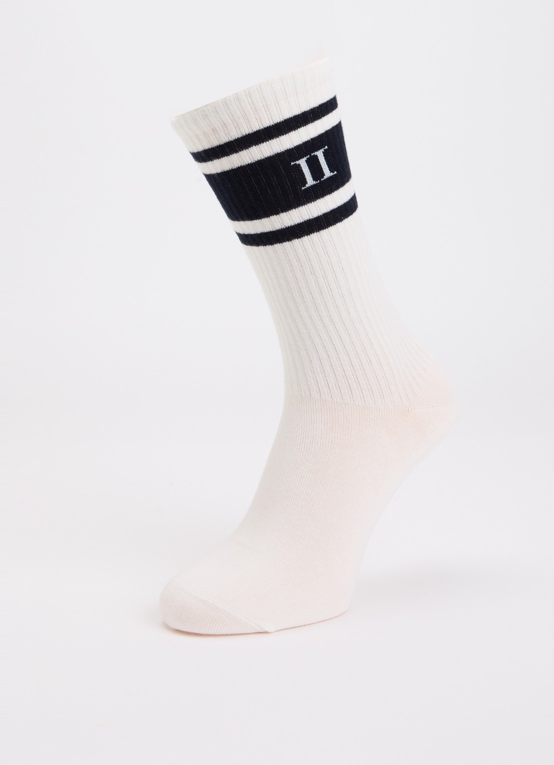 Les Deux William sportsokken met logo in 2-pack - detail gebroken wit