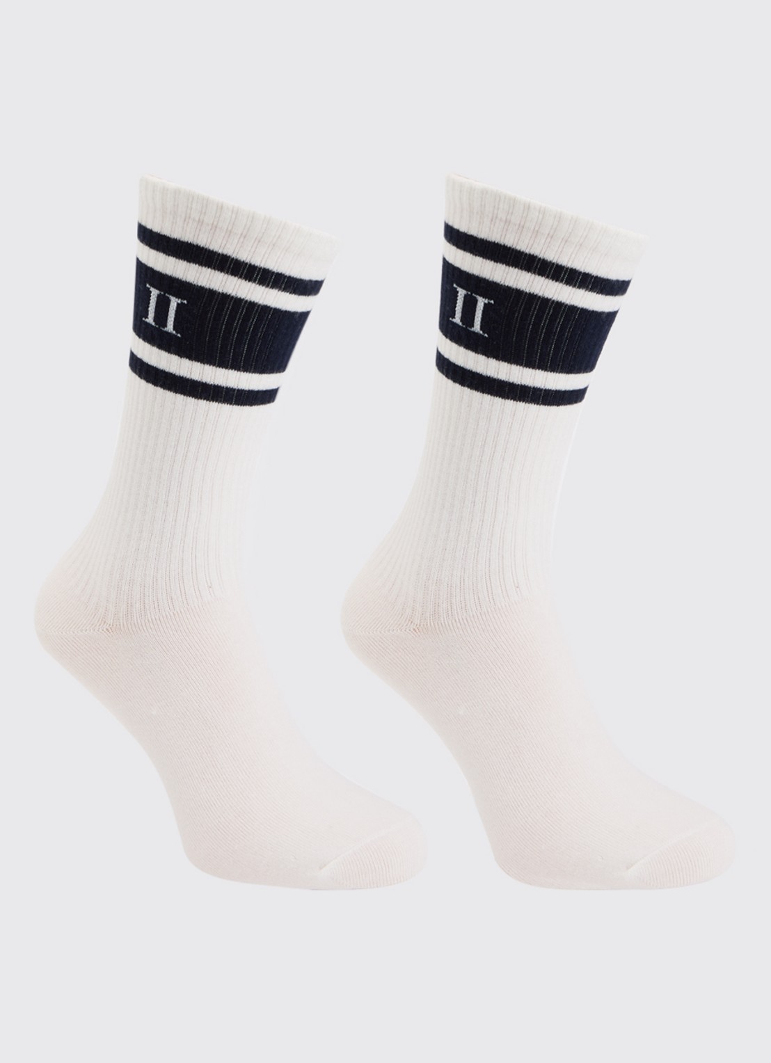 Les Deux William sportsokken met logo in 2-pack - voorkant 2 gebroken wit