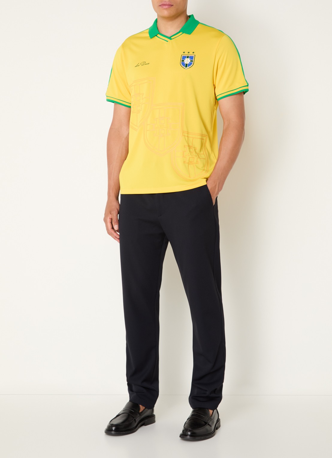 Les Deux WK Jersey Brazil T-shirt met print - voorkant 3 geel