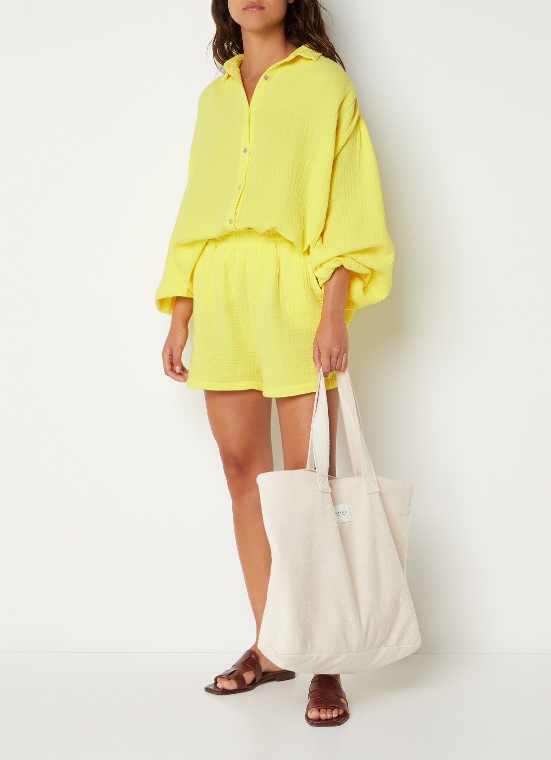 Les Jumelles Abigail blouse met structuur - voorkant 3 geel