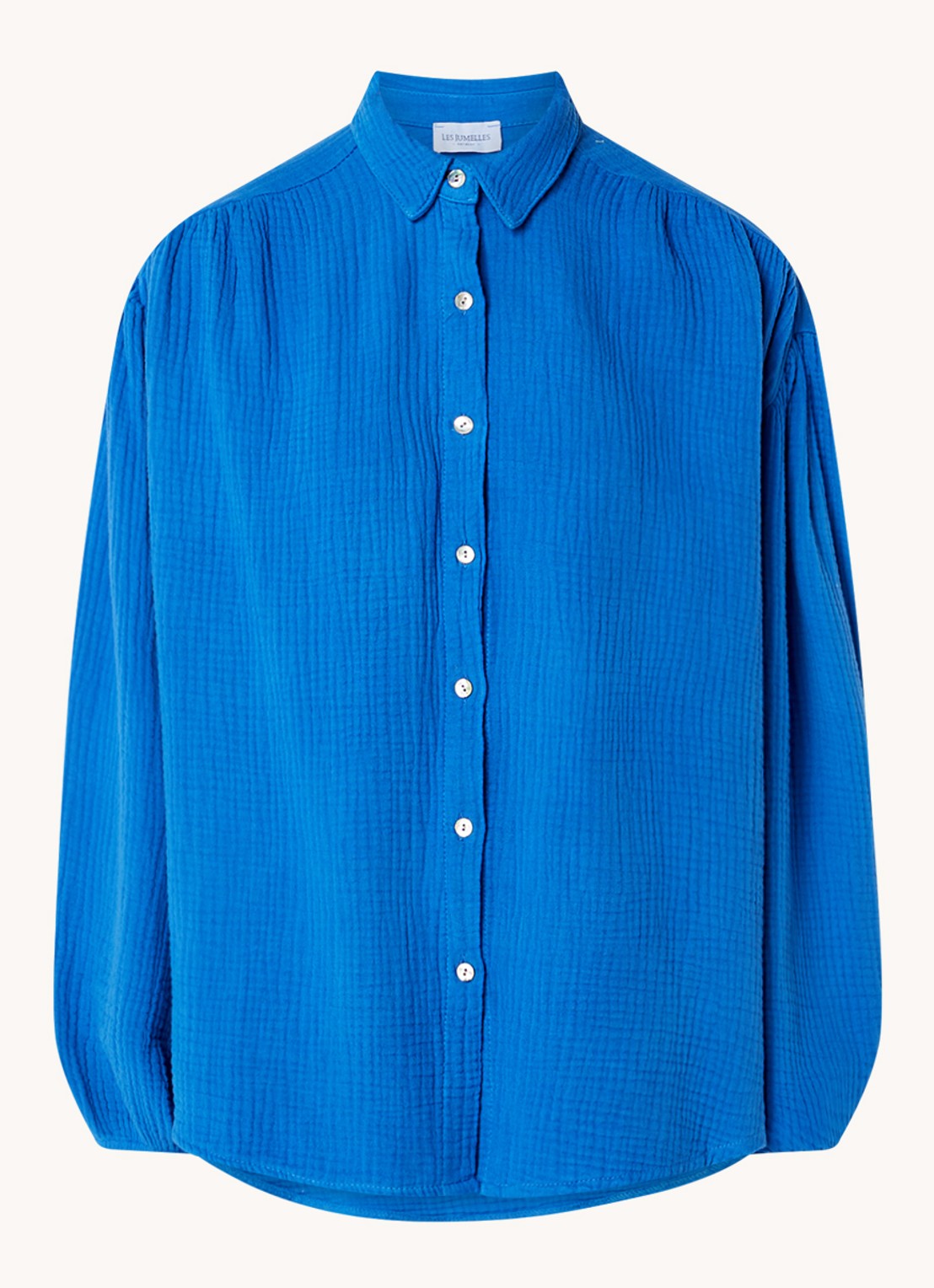 Les Jumelles Abigail blouse met structuur - voorkant royalblauw