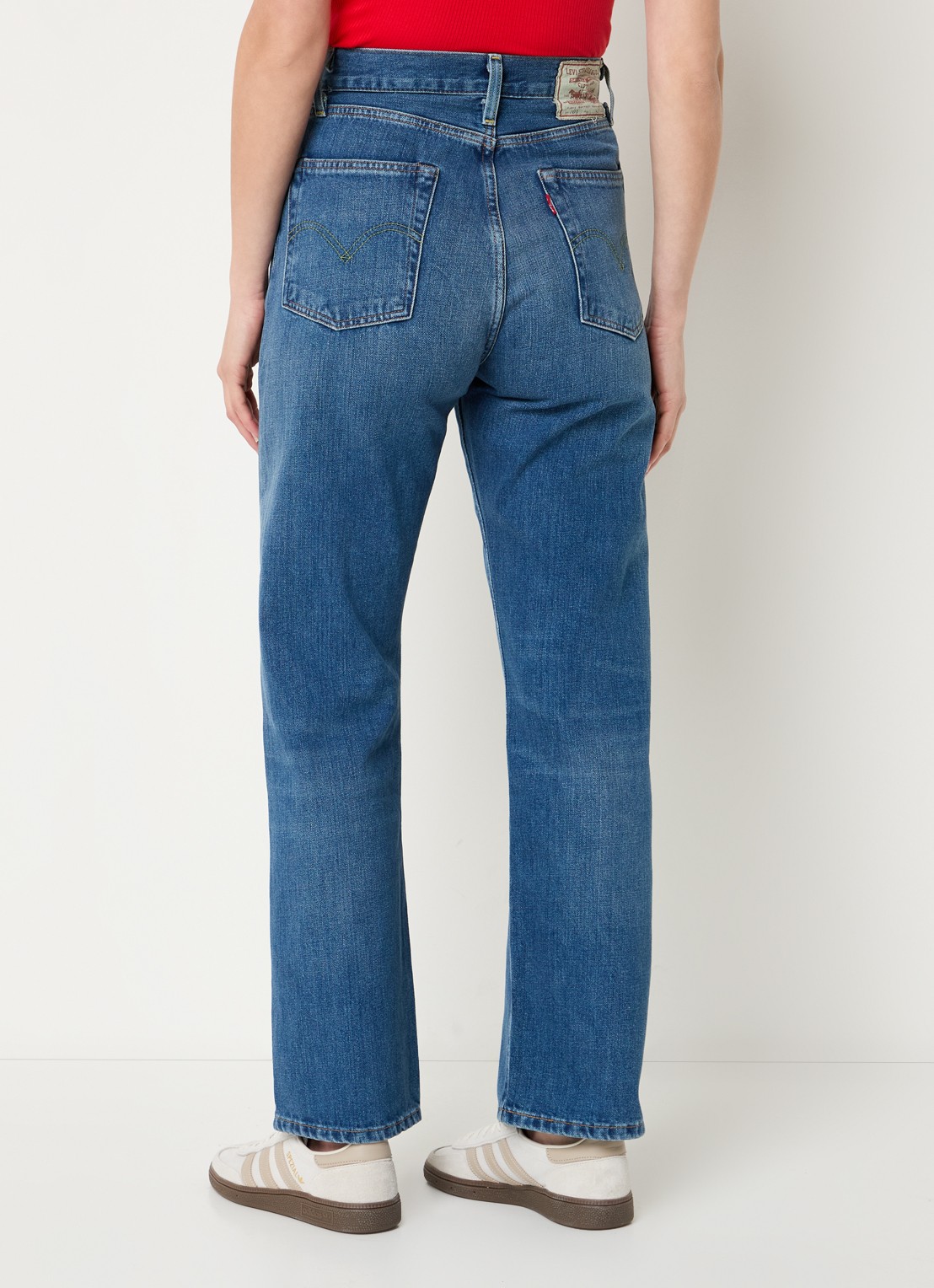 Levi's 1950S 701 high waist straight leg jeans met medium wassing - achterkant 3 indigo