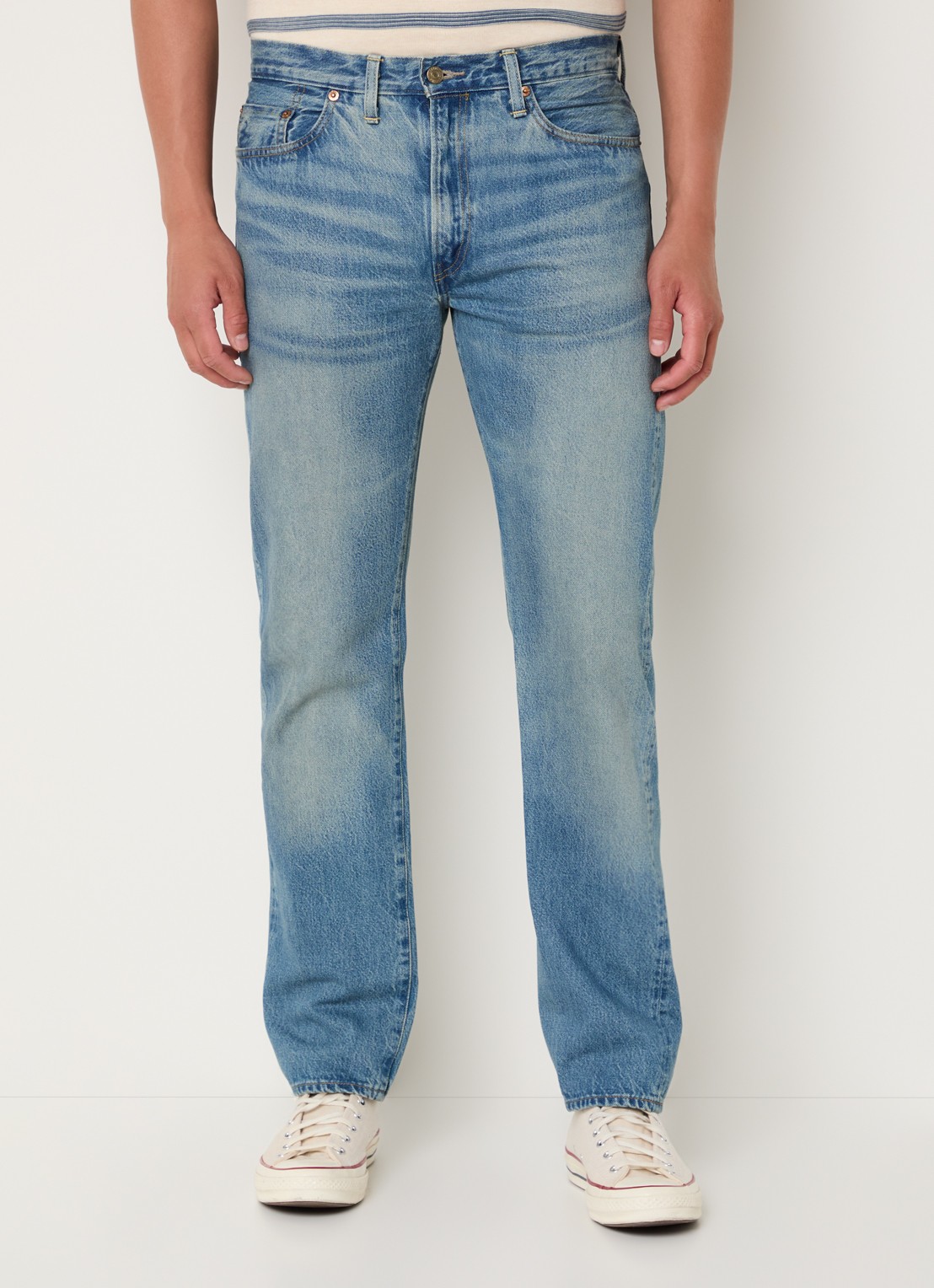 Levi's 1954 501 straight leg jeans van  katoen met medium wassing - detail 6 indigo