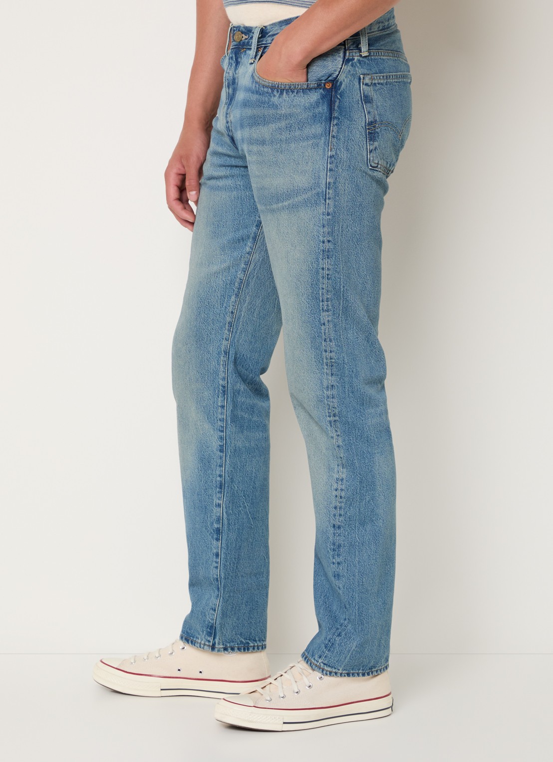 Levi's 1954 501 straight leg jeans van  katoen met medium wassing - detail 7 indigo