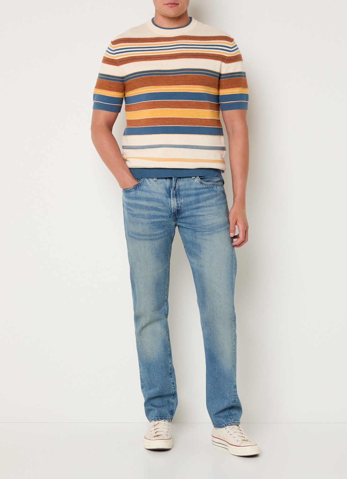 Levi's 1954 501 straight leg jeans van  katoen met medium wassing - voorkant 4 indigo
