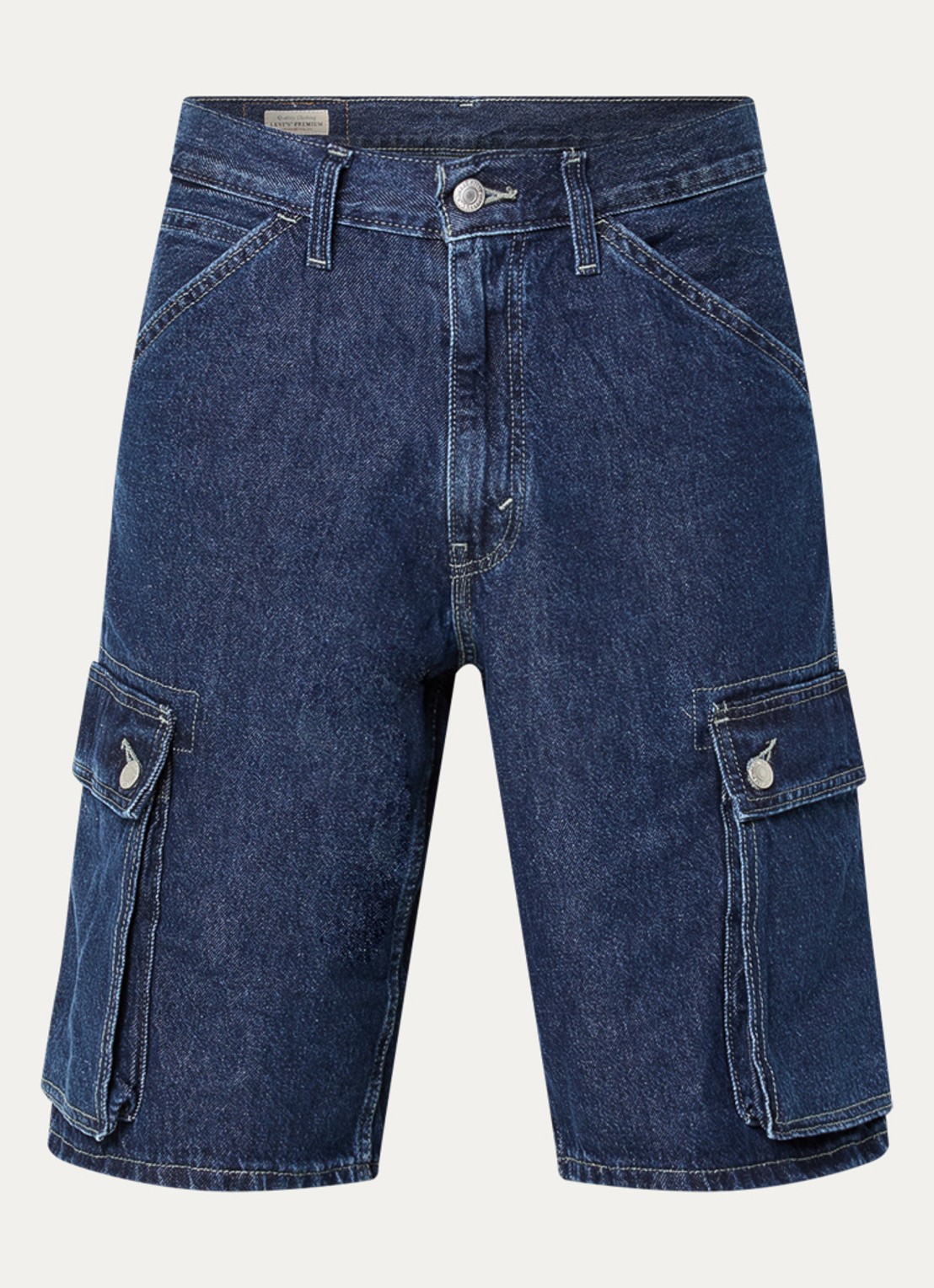 Levi's 478 loose fit korte cargobroek van denim - voorkant indigo