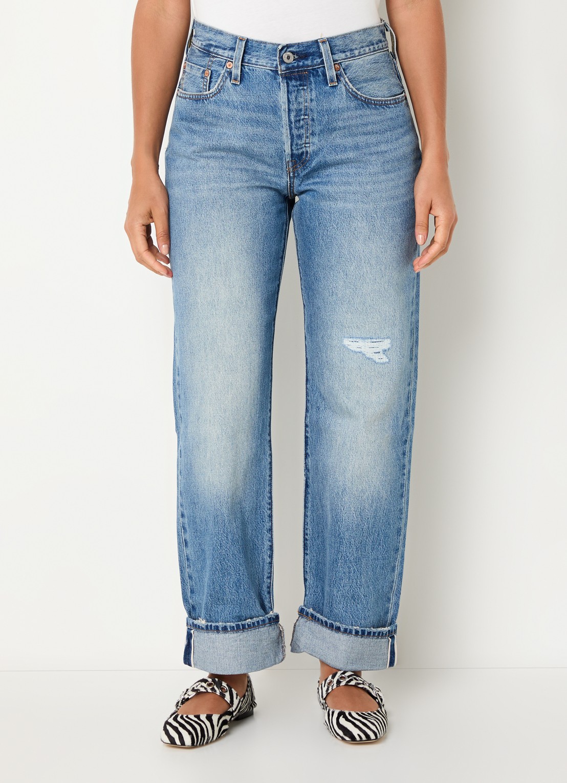 Levi's 501 90's high waist straight fit jeans met medium wassing - detail 2 indigo