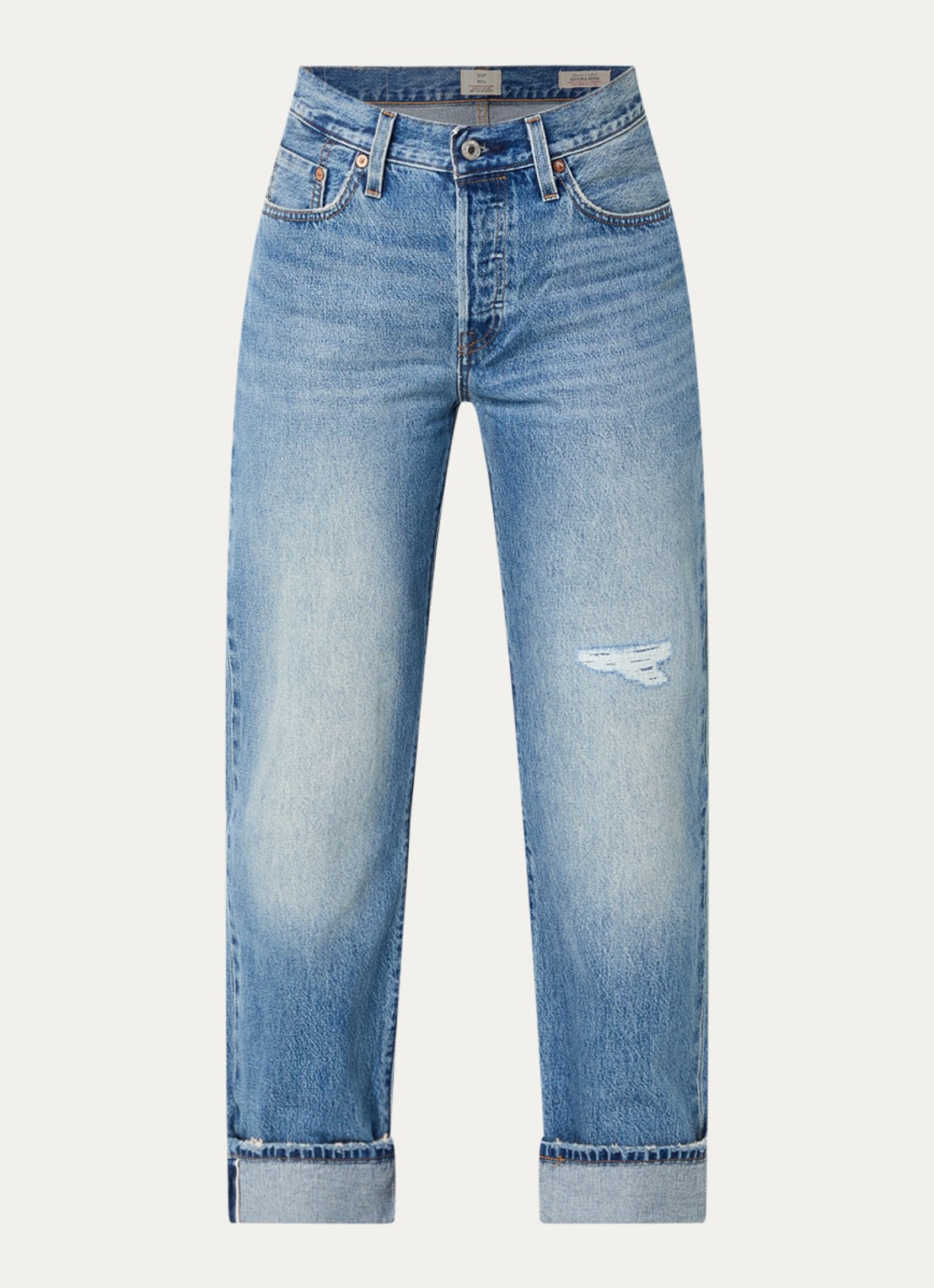 Levi's 501 90's high waist straight fit jeans met medium wassing - voorkant 4 indigo