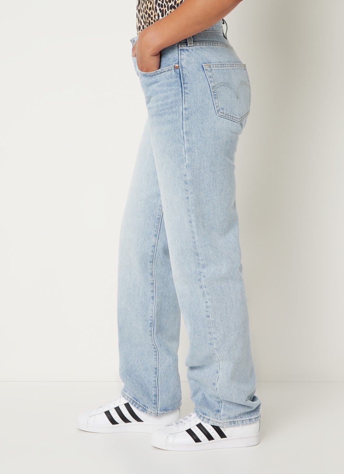 Levi's 501 90's high waist straight leg jeans met lichte wassing - detail 4 indigo