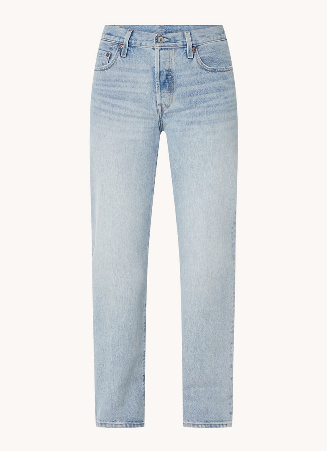 Levi's 501 90's high waist straight leg jeans met lichte wassing - voorkant indigo
