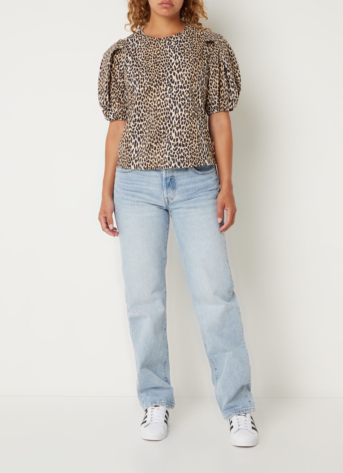 Levi's 501 90's high waist straight leg jeans met lichte wassing - voorkant 2 indigo