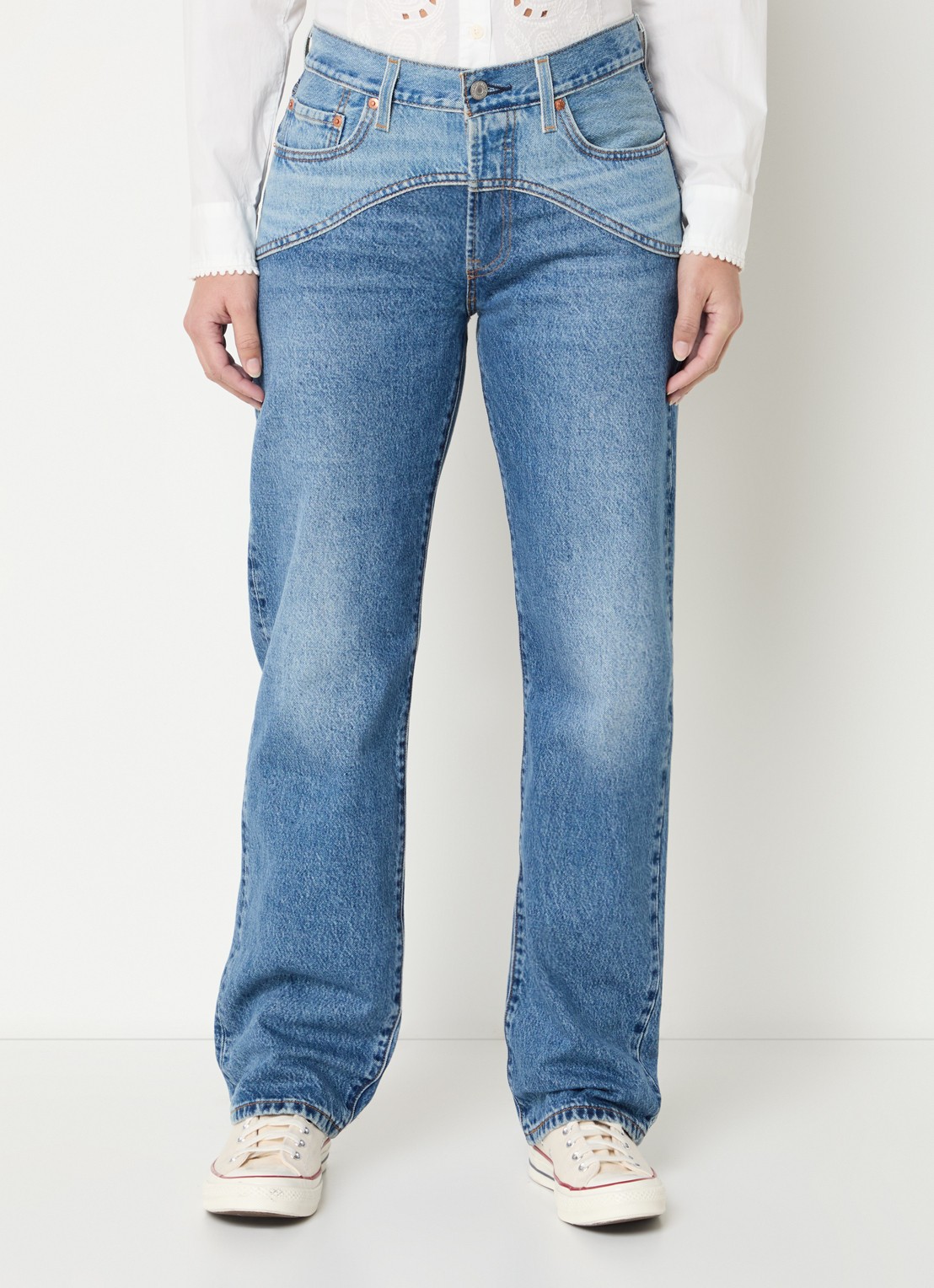 Levi's 501 90's western high waist straight leg jeans met medium wassing - detail 2 indigo