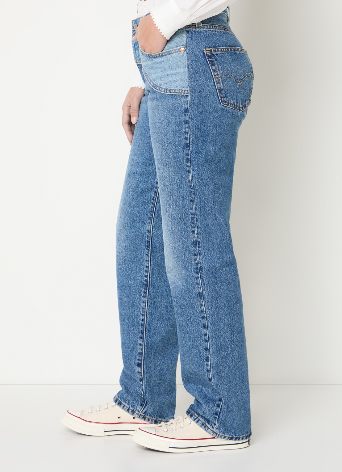 Levi's 501 90's western high waist straight leg jeans met medium wassing - detail 3 indigo