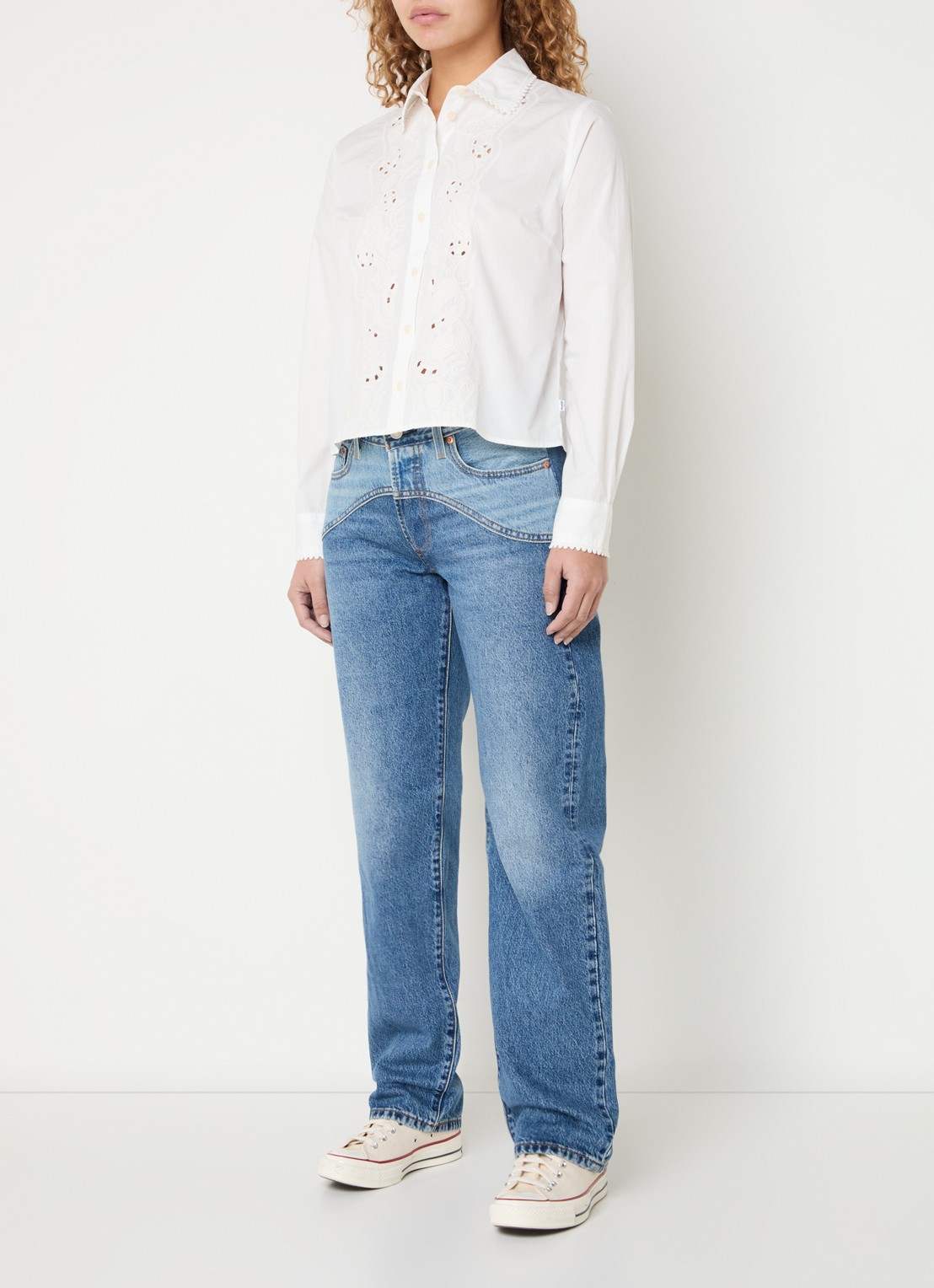 Levi's 501 90's western high waist straight leg jeans met medium wassing - voorkant 5 indigo
