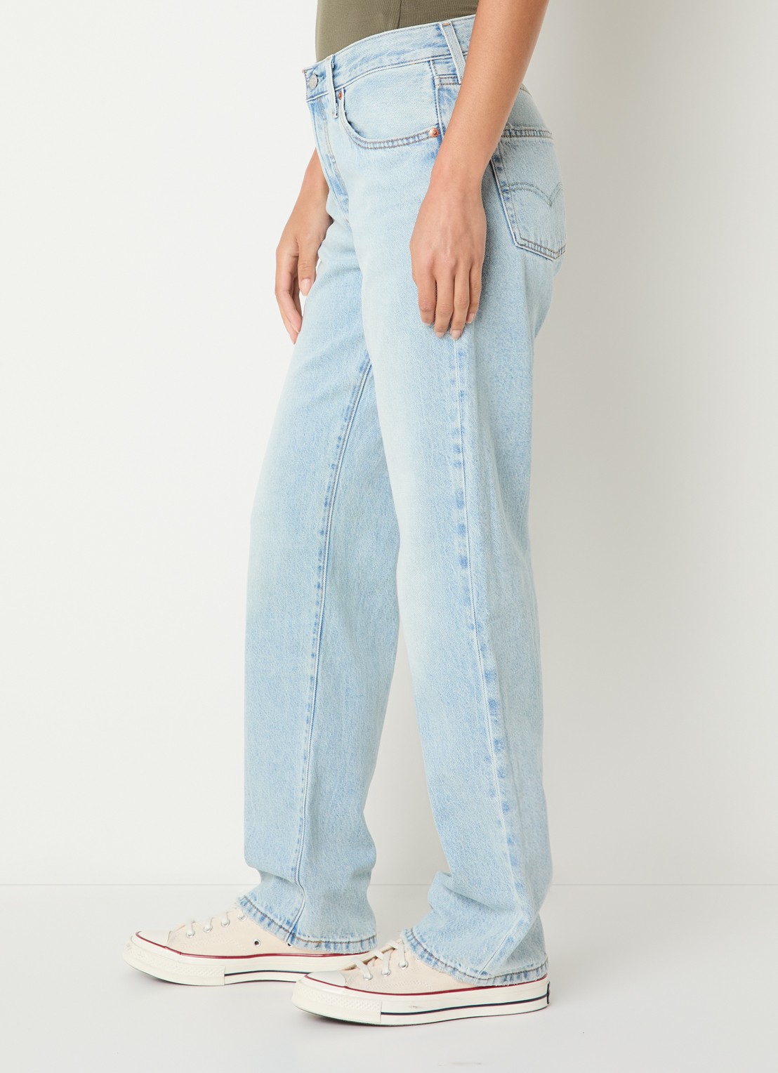 Levi's 501 90s mid waist straight leg jeans met lichte wassing - detail 2 indigo