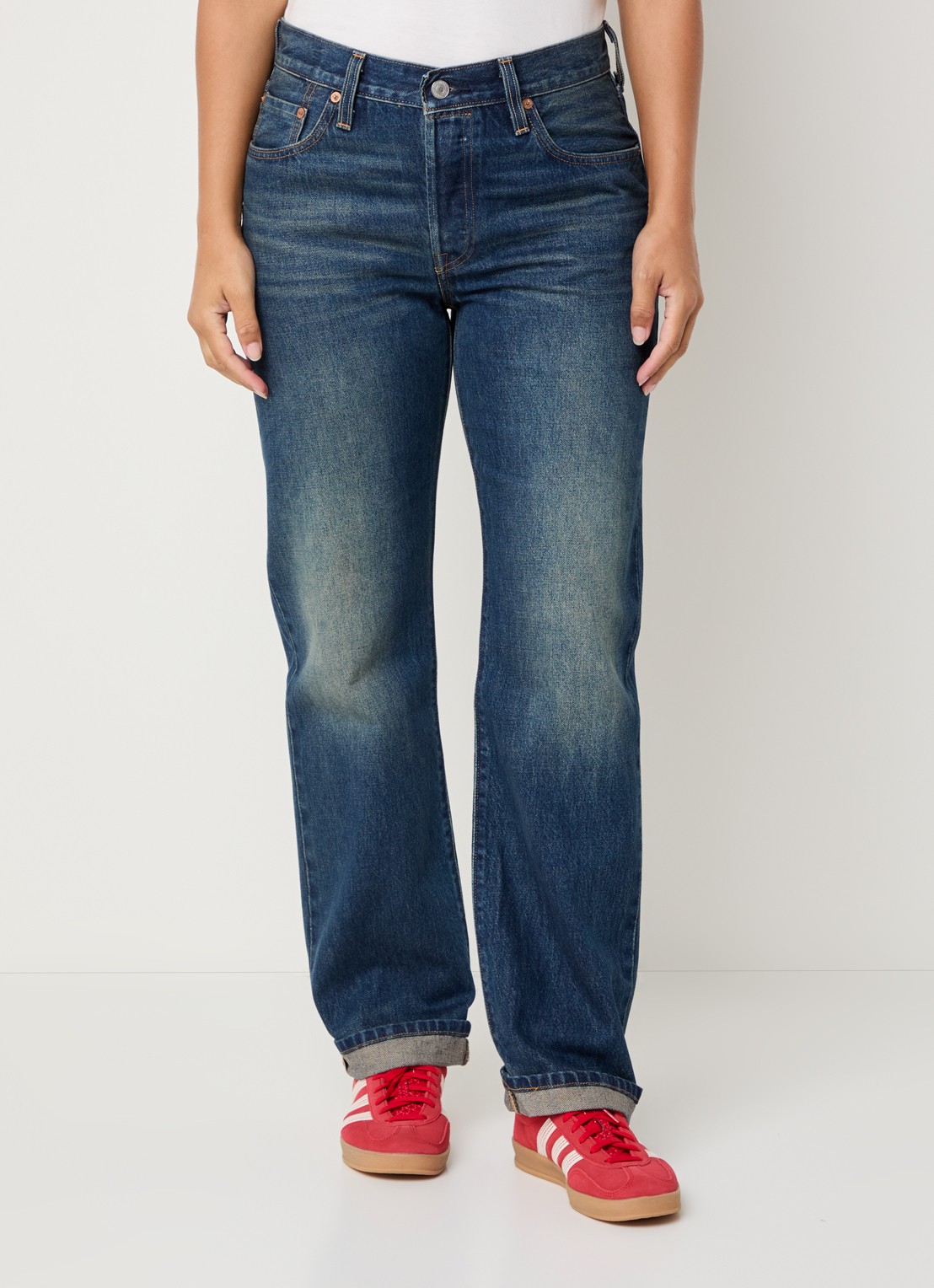 Levi's 501 '90s mid waist straight leg jeans met medium wassing - detail 2 indigo