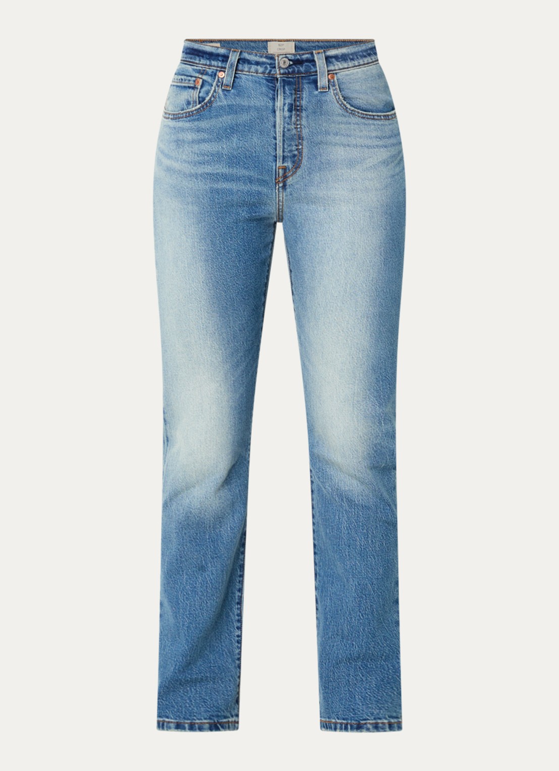 Levi's 501 Crop high waist slim fit jeans met lichte wassing - voorkant 4 indigo