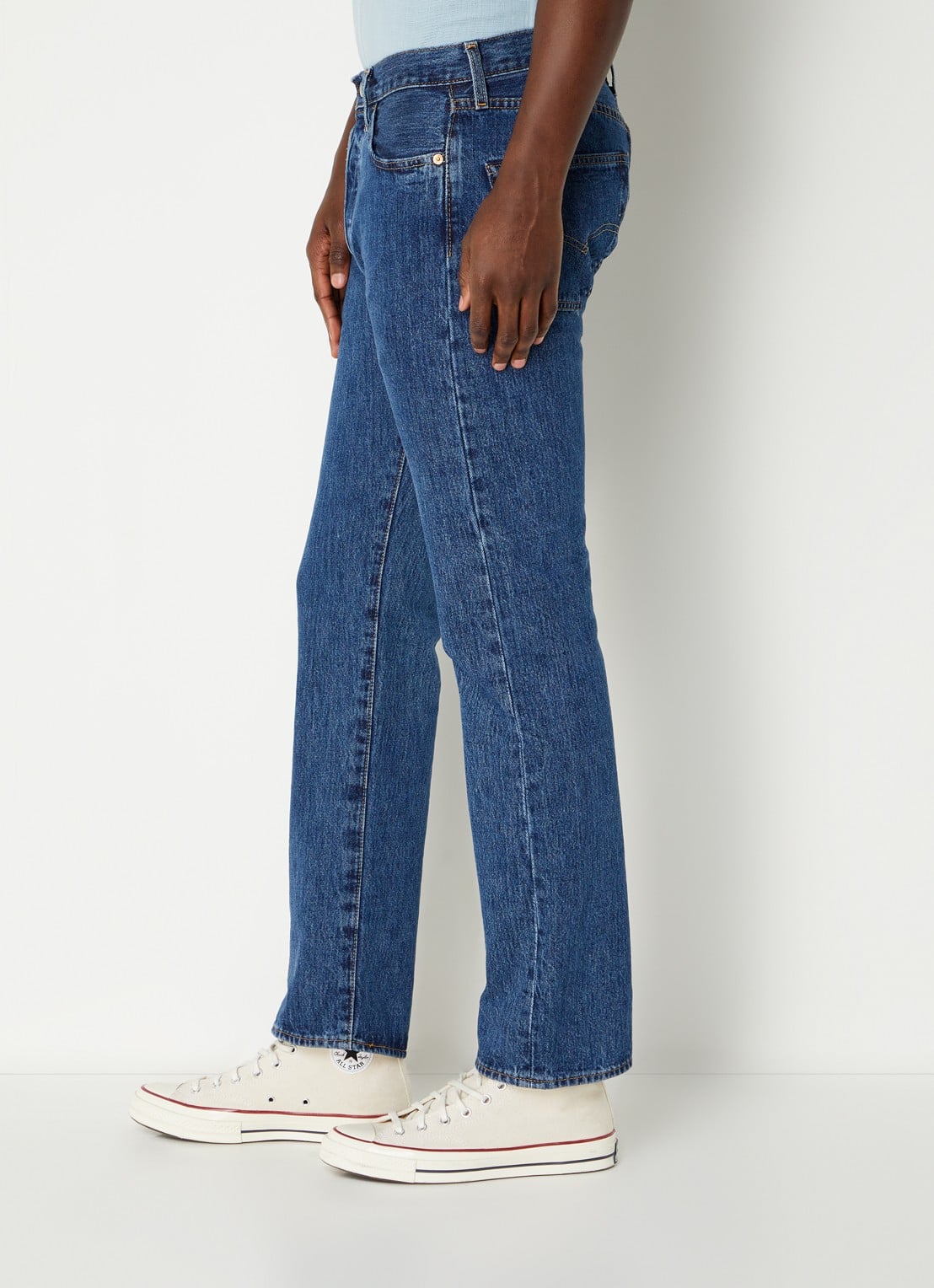 Levi's 501 high rise straight leg jeans met stonewash - detail 5 indigo