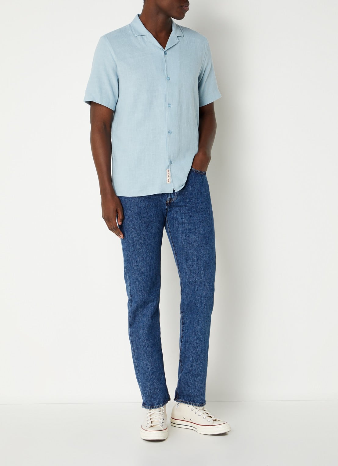 Levi's 501 high rise straight leg jeans met stonewash - voorkant 3 indigo